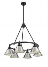  3306-6 BLK-PW - Orwell BLK 6 Light Chandelier in Matte Black with Pewter shades